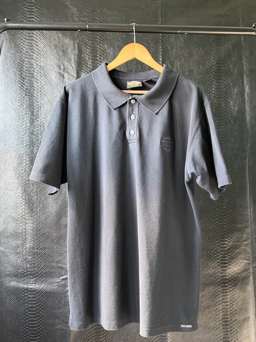 Harley-Davidson Embroidered Bar Shield logo Polo shirt size Men’s L All Black